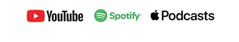 youtube, spotify, podcast icons
