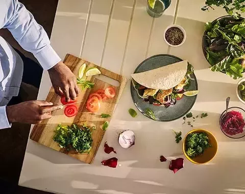 Preparing healthy meal