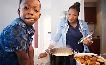 parent and child cooking together