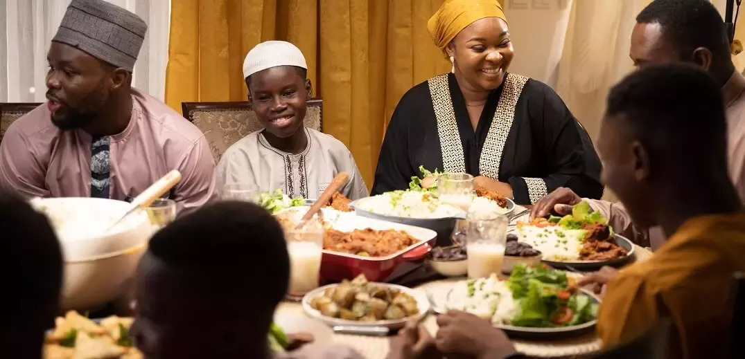 family eating dinner