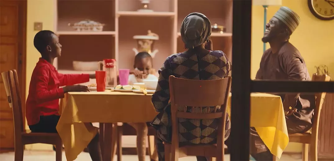 African family having dinner