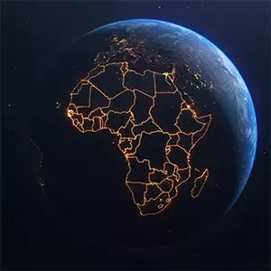 Africa illuminated on globe