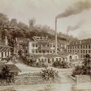 Historic industrial town illustration