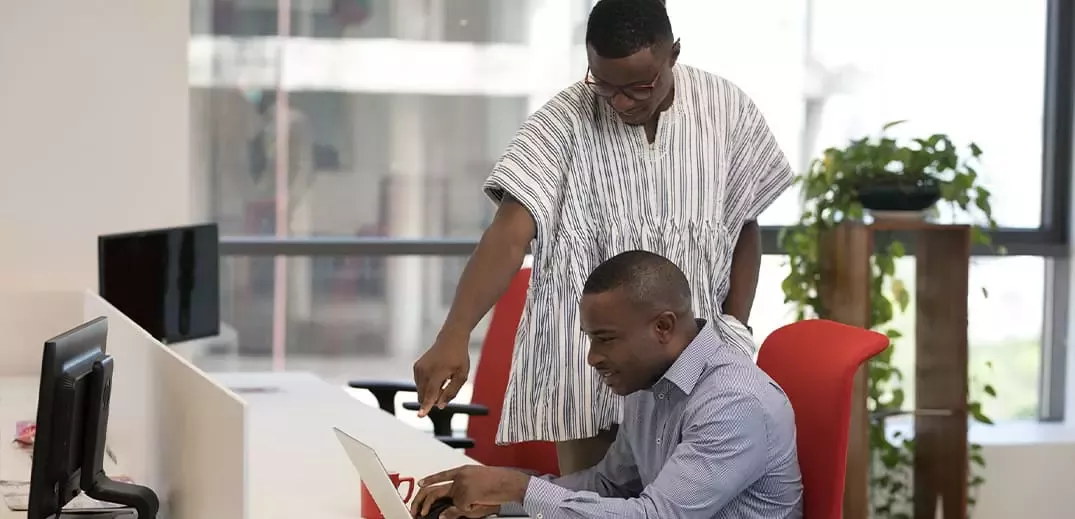 Two men working