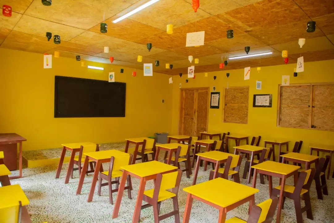 yellow desks