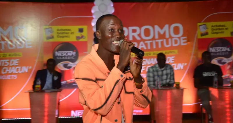 presenter with microphone